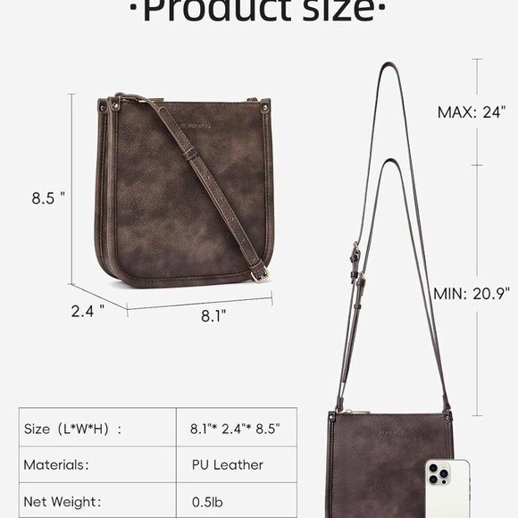 Crossbody Bag for Women Vegan Leather Wallet Purses Satchel Shoulder Bags Small - Picture 3 of 7